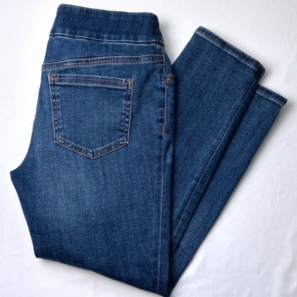 Chicos Women Low Rise Skinny Pull On Waist Ankle Jeans Size 00P/2P Blue Stretch